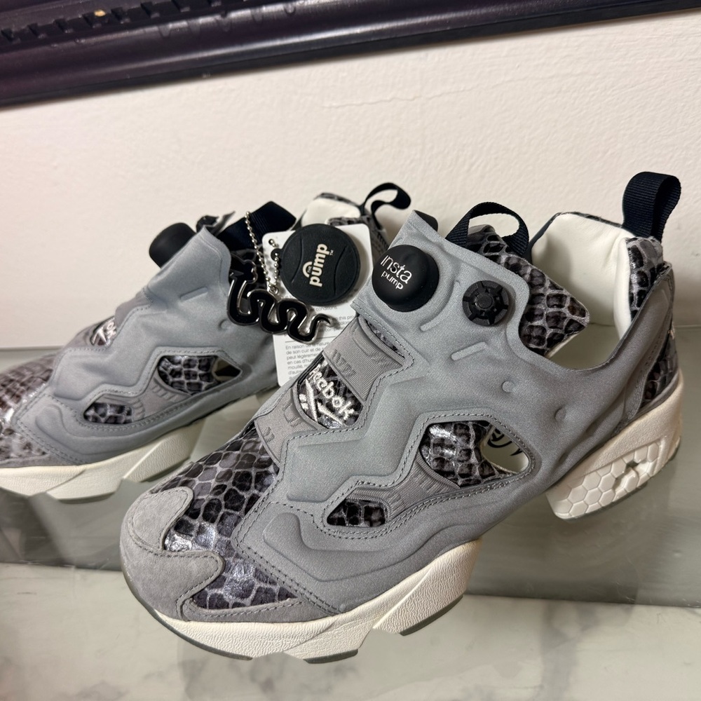 Reebok Gray and White Pump Sneakers